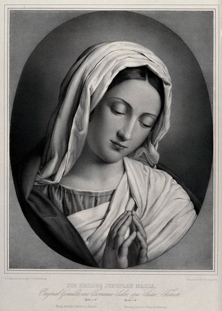 The Virgin Mary. Lithograph by S. Wiedenbauer after G. Salvi, il Sassoferrato.