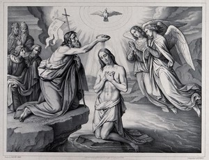 view The Baptism of Christ. Lithograph by M. Fanoli, 1849, after G. Jäger.