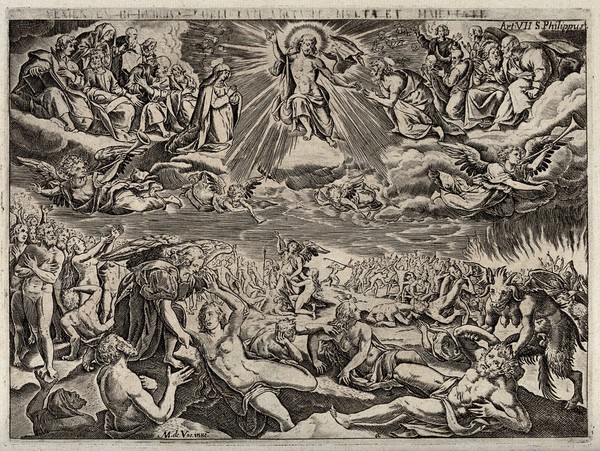 The last judgement. Engraving by A. Caprioli after M. de Vos.