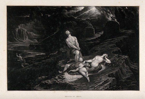 The death of Abel. Mezzotint by J. Martin.