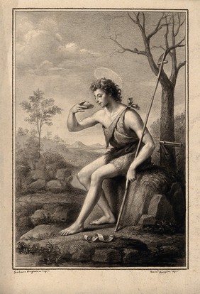 John the Baptist as a youth in the wilderness. Drawing by F. Rosaspina, c. 1830, after G. Bugiardini.