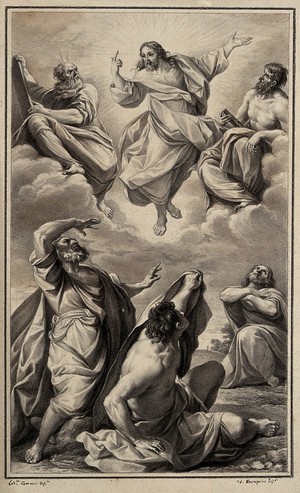 view The transfiguration of Christ. Drawing by F. Rosaspina, c. 1830, after L. Carracci.