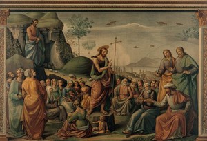 view The preaching of St. John the Baptist. Chromolithograph by L. Gruner after C. Mariannecci after D. Ghirlandaio, 1490.