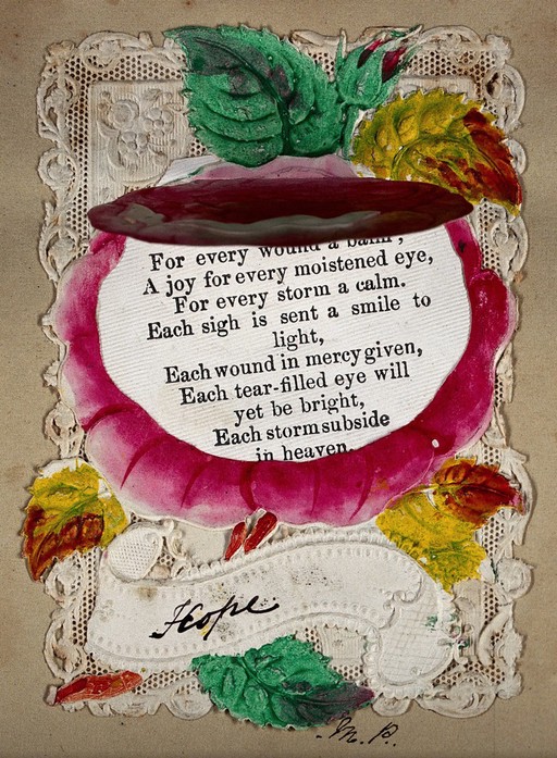 A rose with lettering. Painting with letterpress.