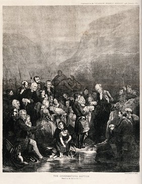 A baptism according to the Covenanters' rite. Lithograph after Sir G. Harvey.