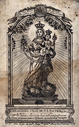 view The Virgin of the Third Order (?) in the church of S. Salvador at Coimbra. Etching.