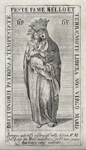 The 'Virgin of the Lake' of the Camaldolite monastery of Urano near Bertinoro. Etching.