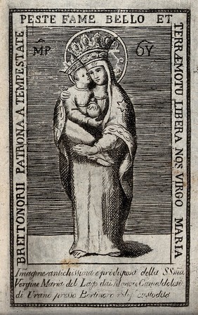 The 'Virgin of the Lake' of the Camaldolite monastery of Urano near Bertinoro. Etching.