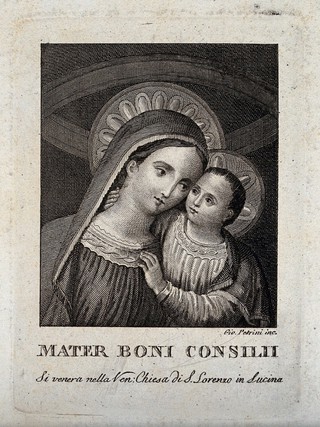 The Virgin of Good Council in S. Lorenzo at Lucino. Engraving by G. Petrini.
