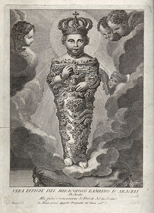 The Christ Child of S. Maria in Aracoeli in Rome. Etching by C. Nolli after A. Masucci.