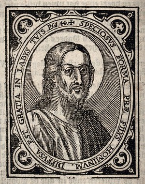 view Jesus Christ. Woodcut by C. van Sichem III.