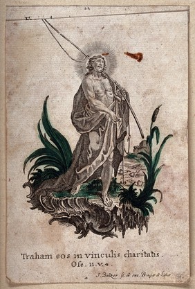 Christ as Fisher of Men. Coloured stipple engraving by J. Balzer.
