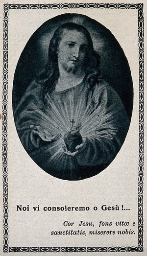 view Christ presenting the Sacred Heart. Process print.