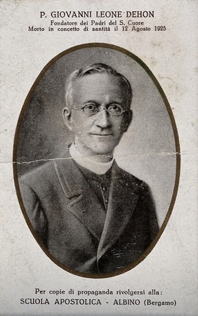 Father Giovanni Loene Dehon, founder of the Holy Fathers of the Sacred Heart. Photogravure, 1930.