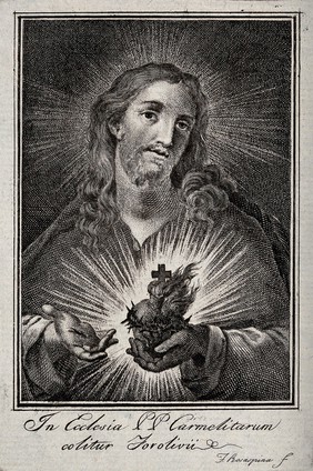 Christ presenting the Sacred Heart. Engraving by Francesco Rosaspina.