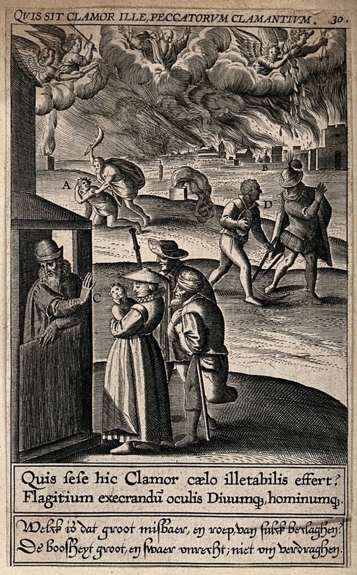 Sins, good deeds and their results: three means to gain God's pity: fasting, prayer and alms. Etching.