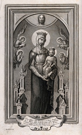 The Virgin of Saint Brizio at Orvieto Cathedral. Etching by H. Vincent after P. Castellucci.