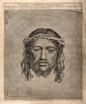 view The veronica (sudarium of Saint Veronica), representing the face of Christ. Etching, 17--, after C. Mellan, 1649.