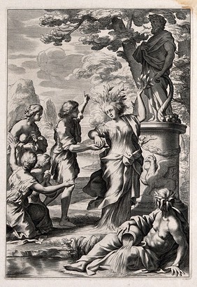 Apollo and Daphne. Engraving by C. Bloemaert after G.F. Romanelli.