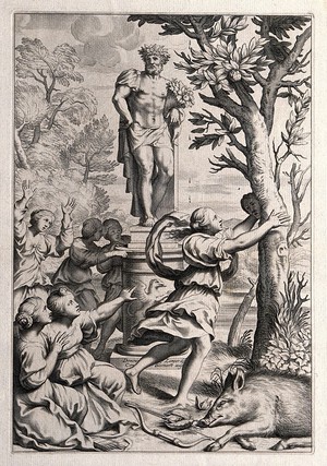 view Apollo and Daphne. Engraving by C. Bloemaert after D. Zampieri, il Domenichino.