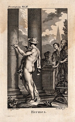 view Mercury [Hermes]. Etching by N. Le Mire after C. Eisen.