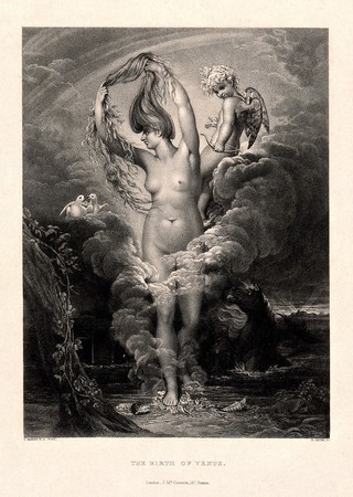Birth of Venus [Aphrodite]. Engraving by B. Smith after J. Barry.