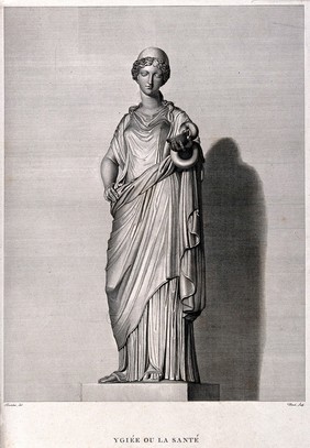 Hygieia. Line engraving by Morel after Bertolini (L. Bartolini?).