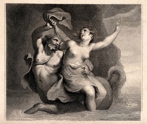 view Nessus raping Deianeira. Etching.