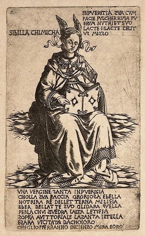 view The Cimmerian sibyl. Reproduction of an engraving by B. Baldini, ca. 1480.