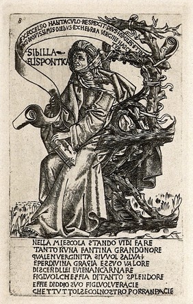 The Hellespontic sibyl. Reproduction of an engraving by B. Baldini, ca. 1480.