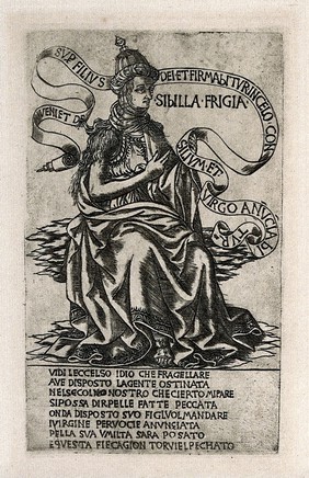 The Phrygian sibyl. Reproduction of an engraving by B. Baldini, ca. 1480.