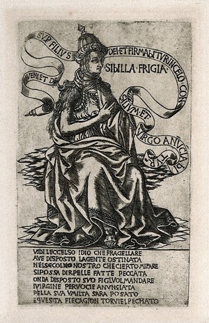 view The Phrygian sibyl. Reproduction of an engraving by B. Baldini, ca. 1480.