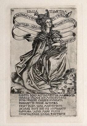 The Tiburtine sibyl. Reproduction of an engraving by B. Baldini, ca. 1480.