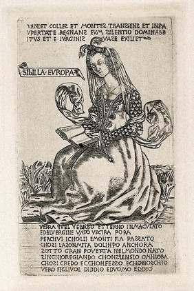 The European sibyl. Reproduction of an engraving by B. Baldini, ca. 1480.