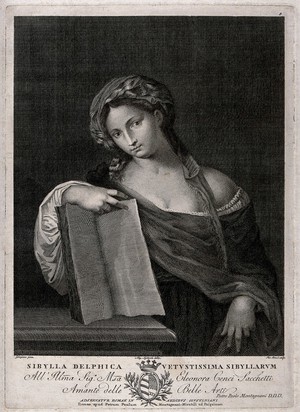 view The Delphic sibyl. Engraving by G. Bossi after A. Agricola after Giorgione (?).