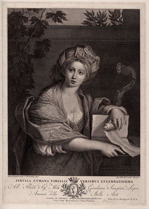 view The Cumaean sibyl. Engraving by G. Folo after D. Zampieri, il Domenichino.