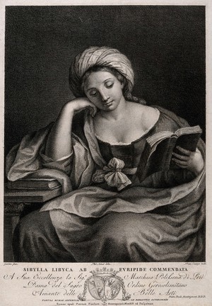view The Libyan sibyl. Engraving by D. Cunego after P. Salari after G.F. Barbieri, il Guercino.