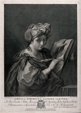 The Tiburtine sibyl. Engraving by G. Carattoni after G. Magnani after S. Conca.