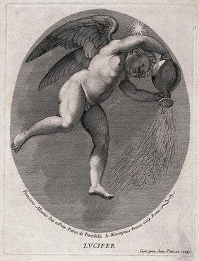 Lucifer [the morning star]. Engraving by G.H. Frezza, 1704, after P. de Petris after F. Albani.