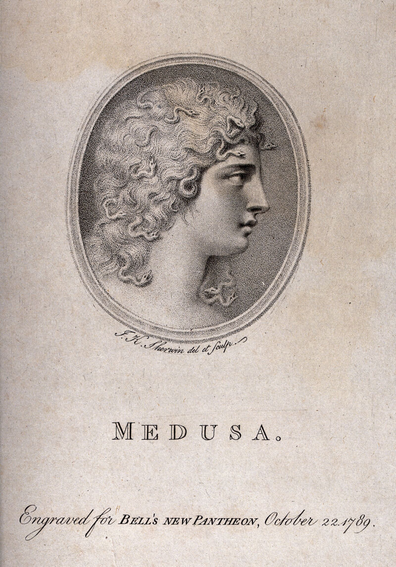 Medusa. Stipple engraving by J.K. Sherwin, 1789., 1789, by John Keyse Sherwin