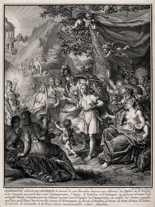 Telemachus. Etching by J. Folkema, 1733, after B. Picart.