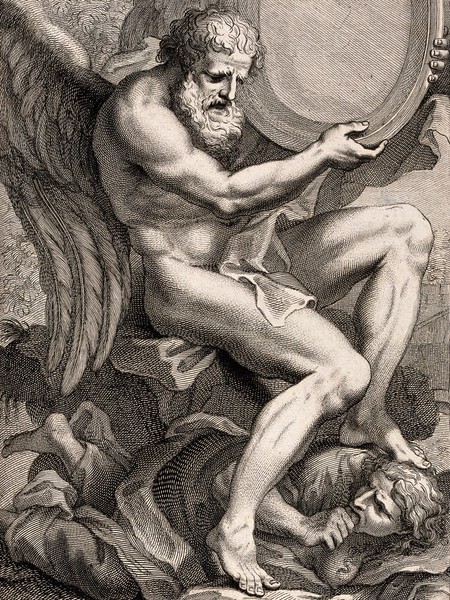 Time trampling on Envy. Etching after C. Maratta.