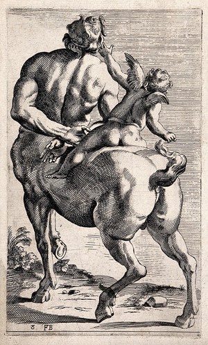 view A centaur with Cupid. Etching by F. Perrier.