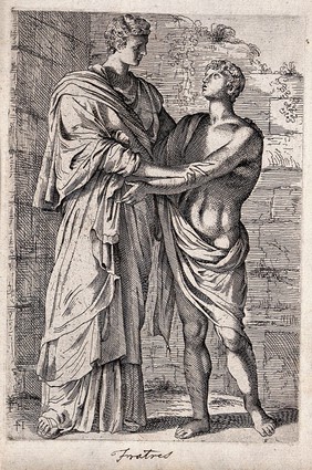 The brothers. Etching by F. Perrier.