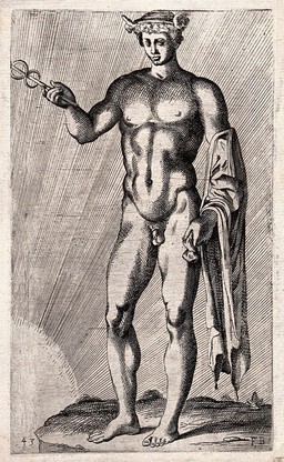 Mercury [Hermes]. Etching by F. Perrier.