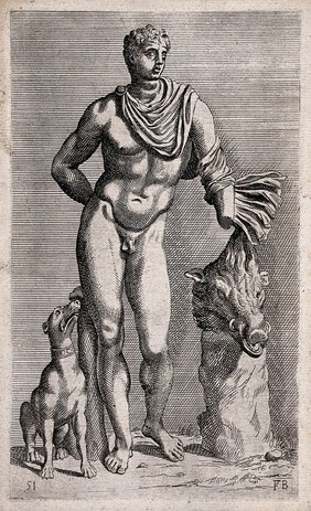 The Vatican Meleager: front view. Etching by F. Perrier.