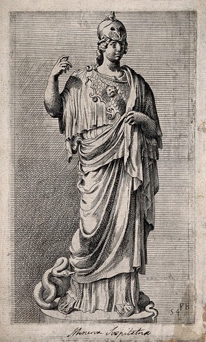 view Minerva [Athene]. Etching by F. Perrier.