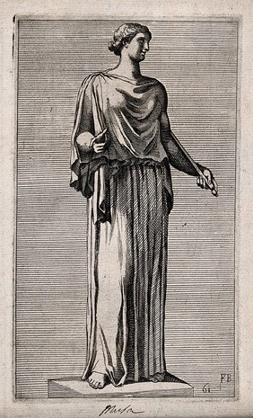 A muse. Etching by F. Perrier.