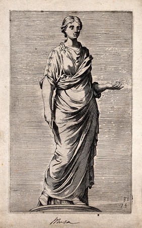 A muse. Etching by F. Perrier.