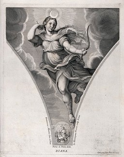 Diana [Artemis]. Engraving by G.H. Frezza, 1704, after P. de Petris after F. Albani.